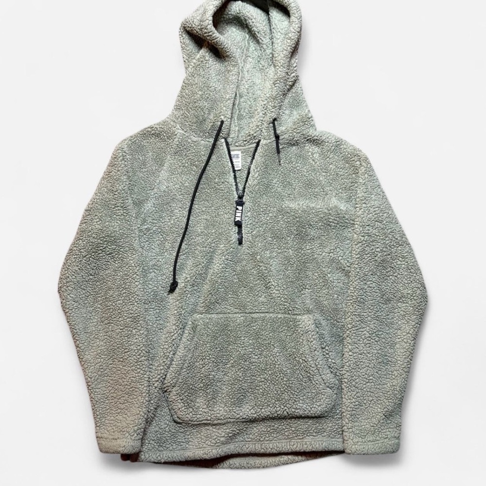 Victorias secret Hooded Sherpa Pullover Sweater - Sage Green